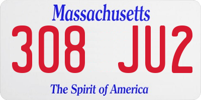 MA license plate 308JU2