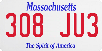 MA license plate 308JU3