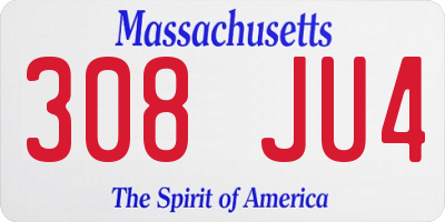 MA license plate 308JU4