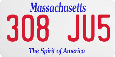MA license plate 308JU5