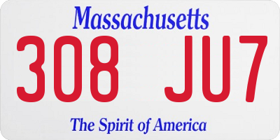 MA license plate 308JU7