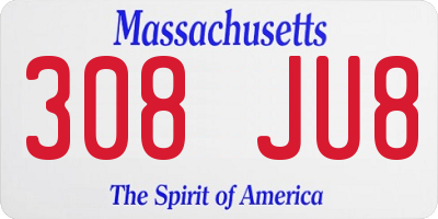 MA license plate 308JU8