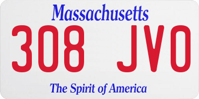 MA license plate 308JV0
