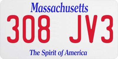 MA license plate 308JV3