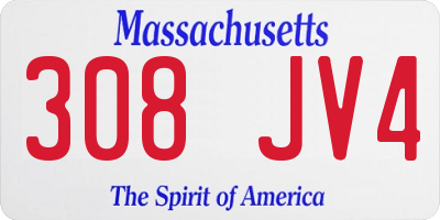 MA license plate 308JV4