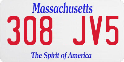 MA license plate 308JV5