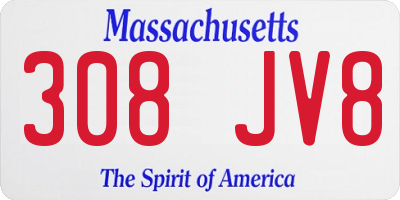 MA license plate 308JV8