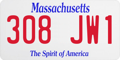 MA license plate 308JW1