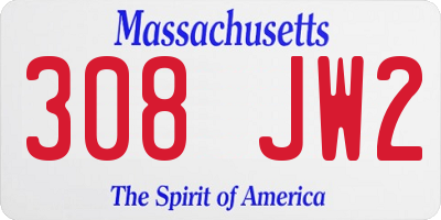 MA license plate 308JW2