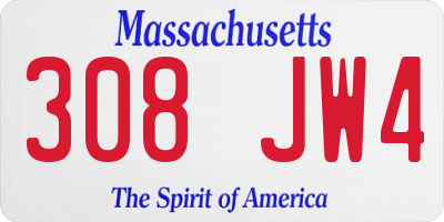 MA license plate 308JW4