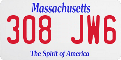 MA license plate 308JW6