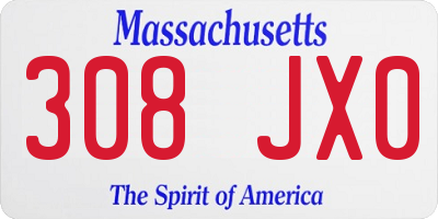 MA license plate 308JX0
