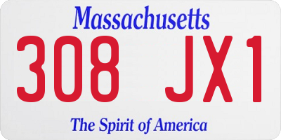 MA license plate 308JX1