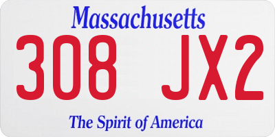 MA license plate 308JX2