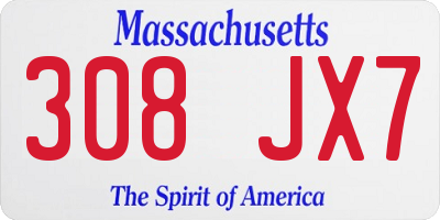 MA license plate 308JX7