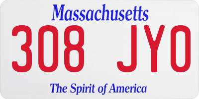 MA license plate 308JY0