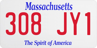 MA license plate 308JY1