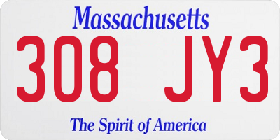 MA license plate 308JY3