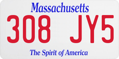 MA license plate 308JY5