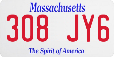 MA license plate 308JY6