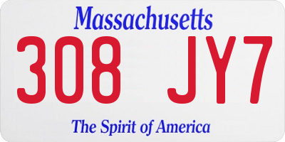MA license plate 308JY7