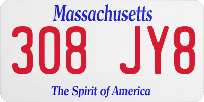 MA license plate 308JY8