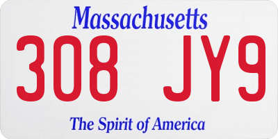 MA license plate 308JY9