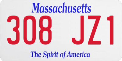 MA license plate 308JZ1