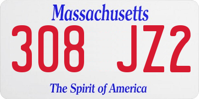 MA license plate 308JZ2