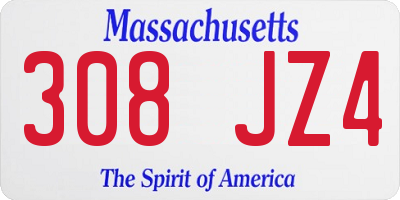 MA license plate 308JZ4