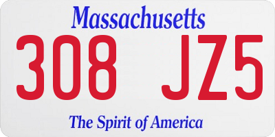 MA license plate 308JZ5