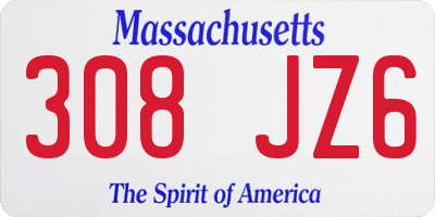 MA license plate 308JZ6
