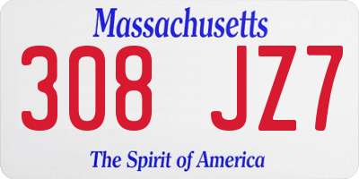 MA license plate 308JZ7