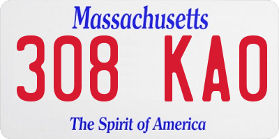 MA license plate 308KA0