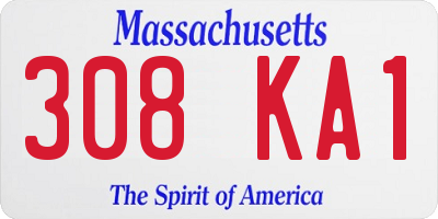 MA license plate 308KA1