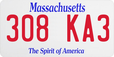 MA license plate 308KA3