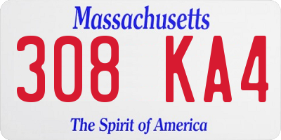 MA license plate 308KA4