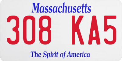 MA license plate 308KA5