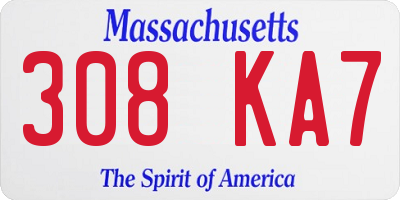 MA license plate 308KA7