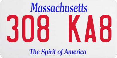 MA license plate 308KA8