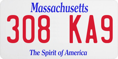 MA license plate 308KA9