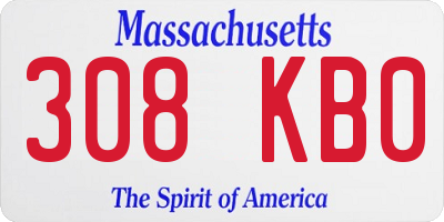 MA license plate 308KB0