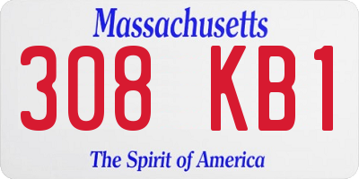 MA license plate 308KB1