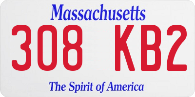 MA license plate 308KB2