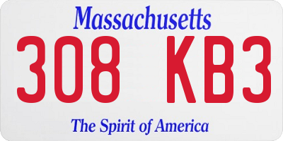 MA license plate 308KB3
