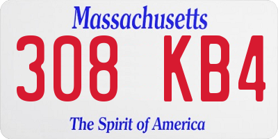 MA license plate 308KB4