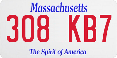 MA license plate 308KB7