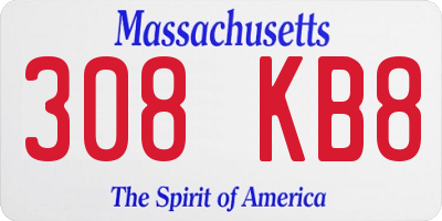 MA license plate 308KB8
