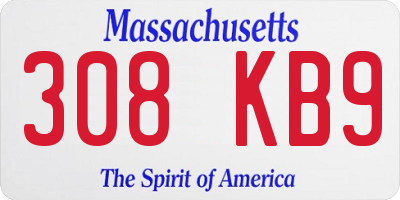 MA license plate 308KB9