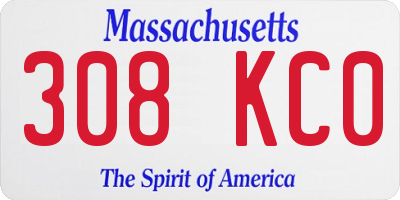 MA license plate 308KC0